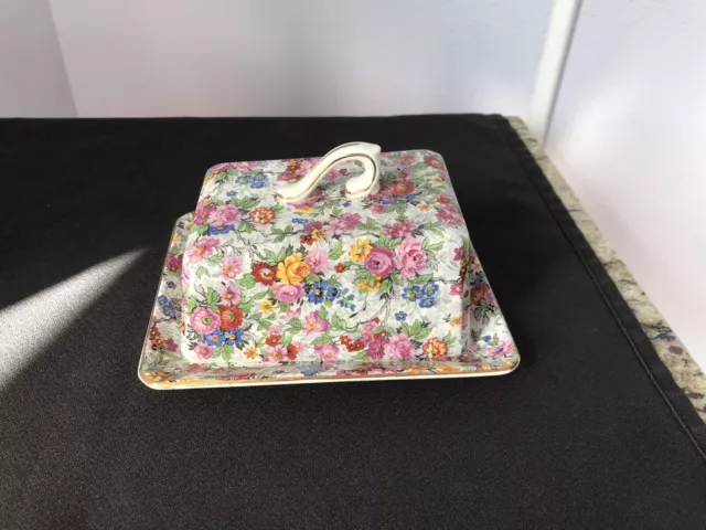 Vintage Lord Nelson Ware England “MARINA” Chintz Covered Butter Dish