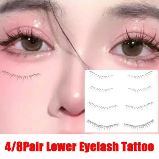 4/8 Pair Waterproof False Eyelashes Tattoo  Eye Makeup Tools