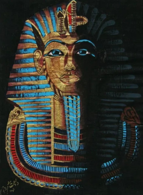 Papyrus TUTANCHAMUN original Ägypten König Bild 100% Handarbeit signiert