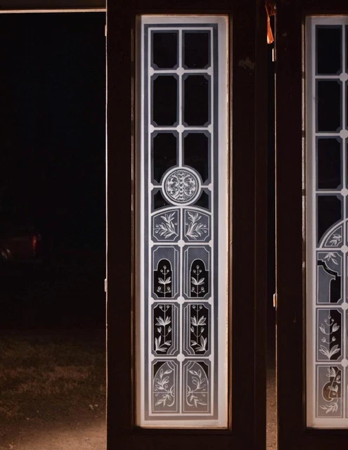 *Set of 4 Antique French Etched Glass Doors Frosted Glass with Pine Frames 3