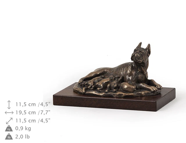Statue Chien Rottweiler Mama – Art Dog, édition Limitée, Base Bois, Neuve