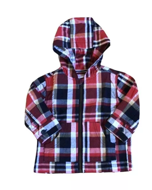 Gymboree All Star Champ Plaid Zipper Hoodie Jacket Sz 12-24 Months NWT