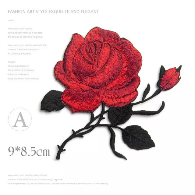 1Pc Delicate Rose Embroidery Iron on Sew on Patches for Clothing Applique DIY