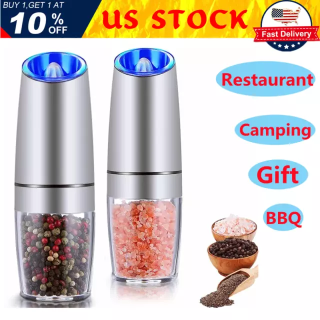 Electric Pepper Mill Stainless Steel Gravity Induction Salt and Pepper Grinder