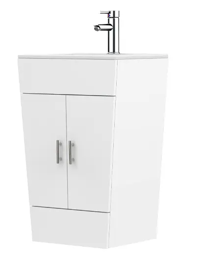 Bathroom cabinet vanity unit with sink cloakroom unit basin 500mm White