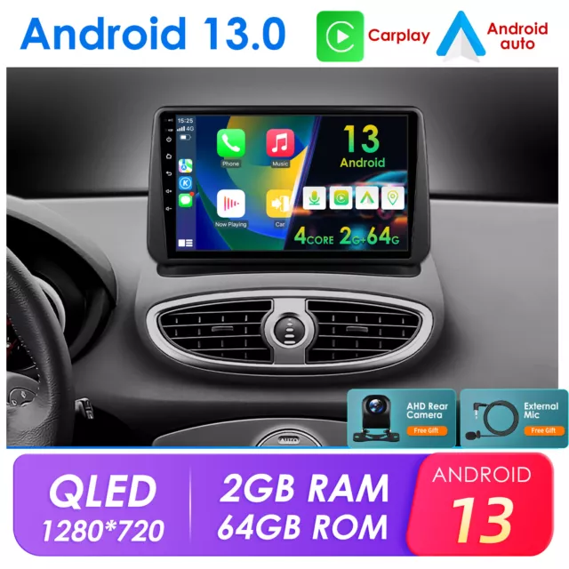 Android 13 Autoradio Navi Radio Carplay DAB+ WIFI für Renault Clio MK3 2005-2011