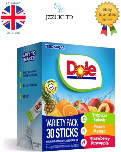Dole Variety Pack, on the go, Powdered Drink Mix, 30 Count Packets - USA IMPORT