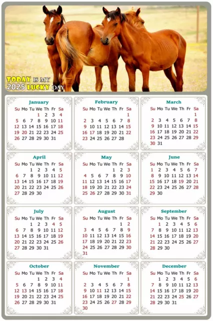 2025 Peel & Stick Calendar - Today is my Lucky Day Removable - Horses 014 9"x 6"