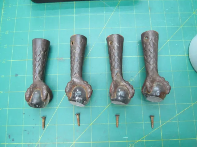 Antique Piano Stool Claw and Ball Feet Salvage Set of 4 Victorian