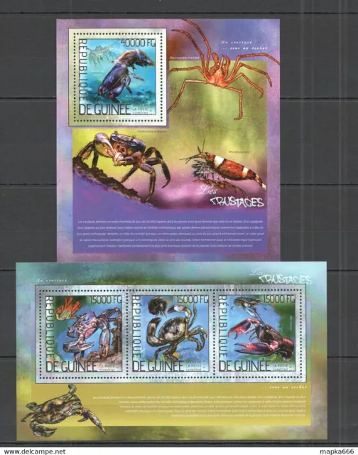 St772 2014 Guinea Fauna Marine Life Crustaceans Crabs Kb+Bl Mnh Stamps