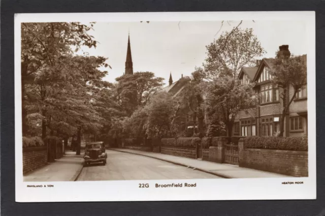 Postcard Heaton Moor nr Stockport Cheshire houses Broomfield Road posted 1961 RP