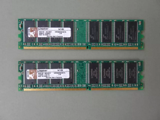 Kingston 2x 1 GB 400MHz PC3200 DDR 184-PIN DIMM Desktop Memory (KVR400X64C3A/1G)