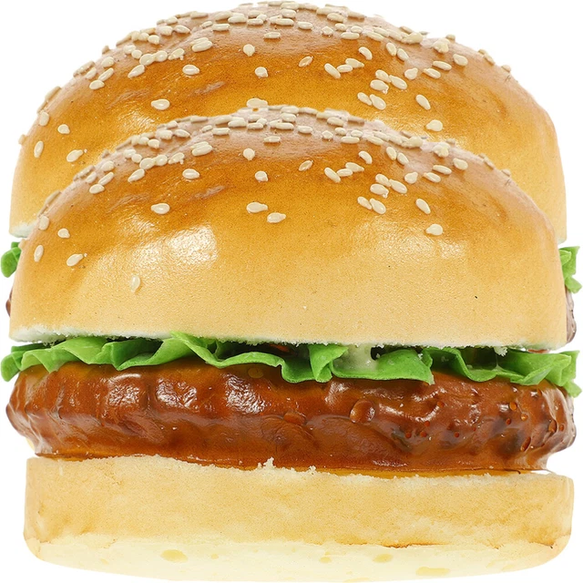 2 Pcs Simulated Burger Decor Model Dining Room Decor Table Shop Burger Decors