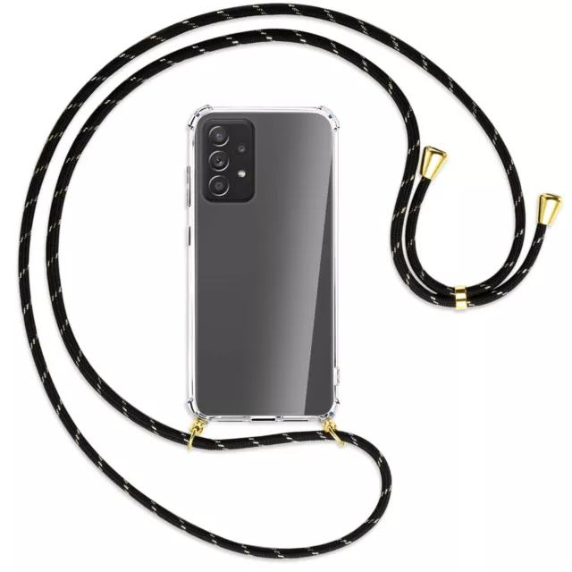 Collier pour Samsung Galaxy A72 noir+or (O) Etui Coque de protection avec cordon