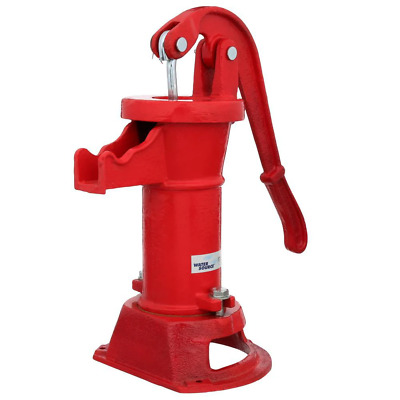 Heavy Duty Cast Iron Well Water Pitcher Hand Pump Red 25 ft Max Lift Shallow New