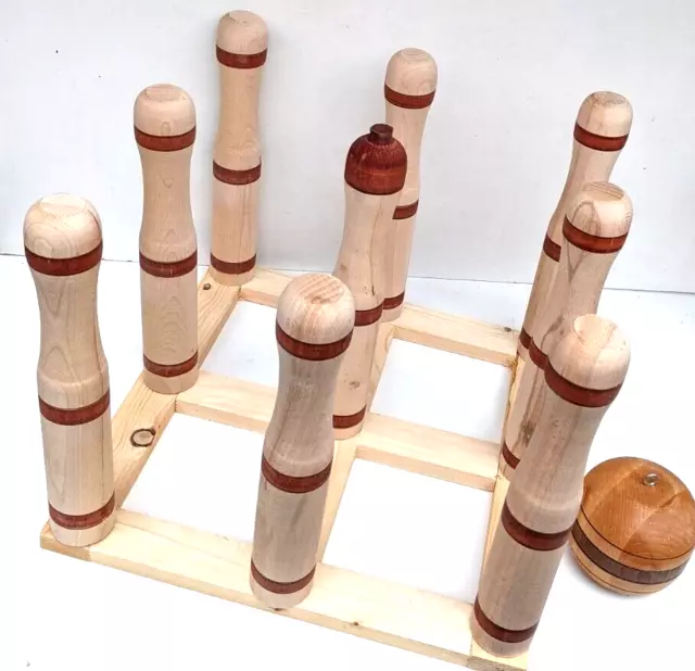 Wooden Garden Skittles Game Wooden Bowling Set Outdoor/Indoor Game