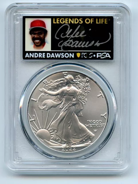 2022 $1 American Silver Eagle 1oz PCGS MS70 Legends of Life Andre Dawson