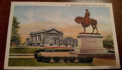 Vintage linen postcard of Washington Monument, Kansas City, MO, Missouri