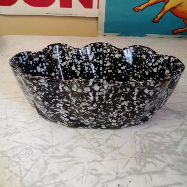 Vintage Sequoia Ware Planter Bowl Black Speckled Pottery California USA vase MCM