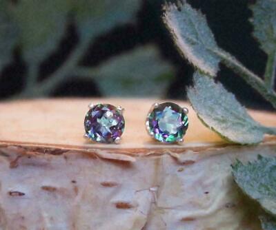 4Ct Round Cut Alexandrite Women's Solitaire Stud Earrings 14K White Gold Finish