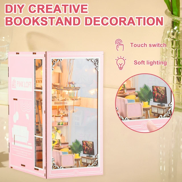 DIY BOOK NOOK Kit 3D Wooden Puzzle Bookshelf Insert Decor Dollhouse Kit