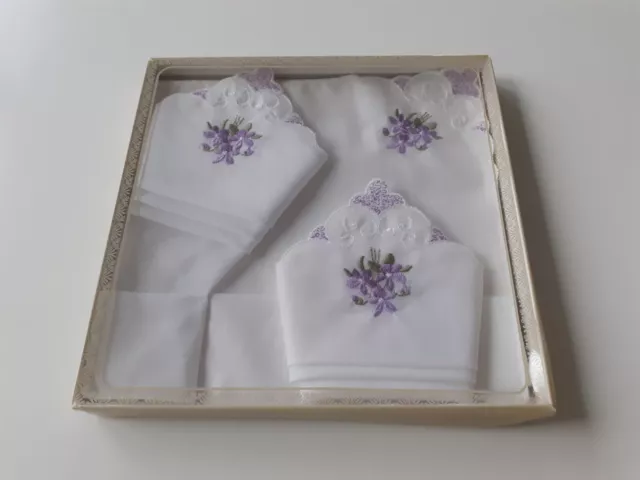 3 alte Taschentücher, Blumen, Stickerei, Vintage