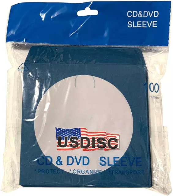 100 USDISC Paper Sleeves 100g Window, Flap (Blue)