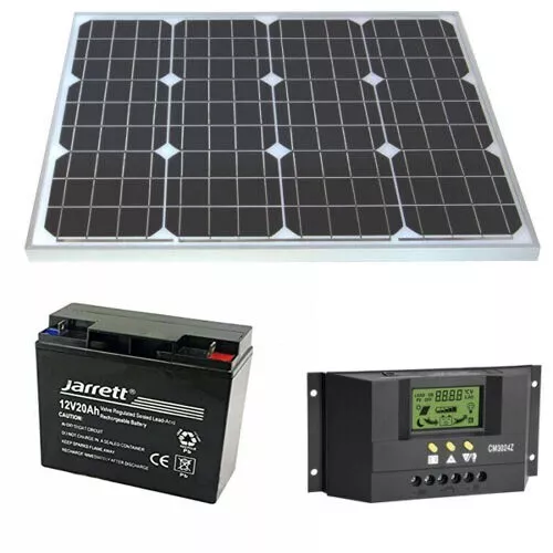 Kit Pannello Fotovoltaico 50W batteria Ricaricabile 12V 20ah regolatore 30a