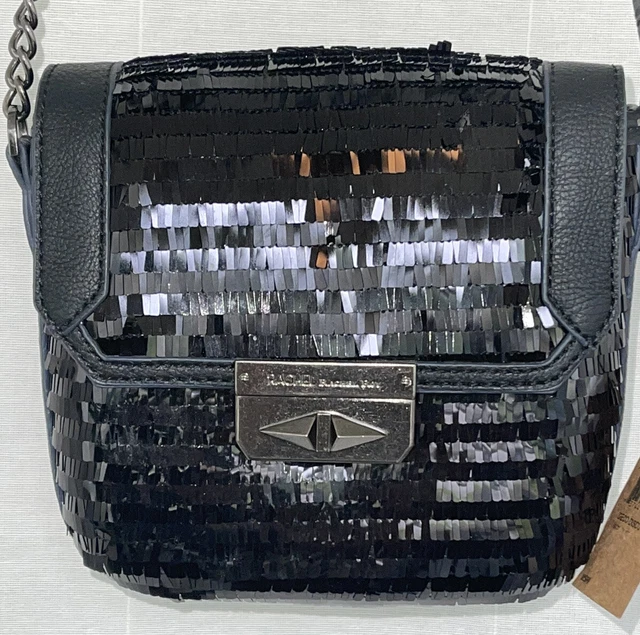 Rachel Roy Handbag Purse Bag Evening Cocktail Paillettes Black Crossbody NWT