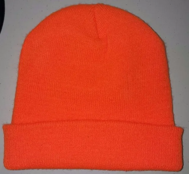 Mens Blaze Orange Beanie Hat Cap Size One Size Fits ALL