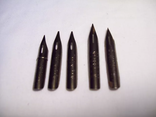 x5 vintage Dip Pen Nibs School Pen 404,Leonardt Leona Pen(x2),Perry no. 1001