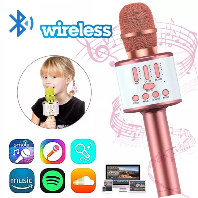 Bluetooth Karaoke Mikrofon Tragbares KTV Handmikrofon für Kinder Erwachsene NEU