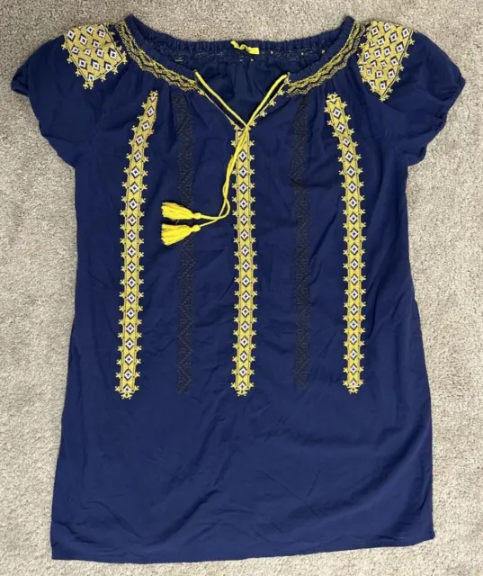 Roberta Roller Rabbit Blue Embroidered Lined Shift Dress Large short sleeve