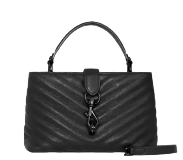 NWT Rebecca Minkoff Edie Top Handle Leather Satchel Crossbody Bag BLACK