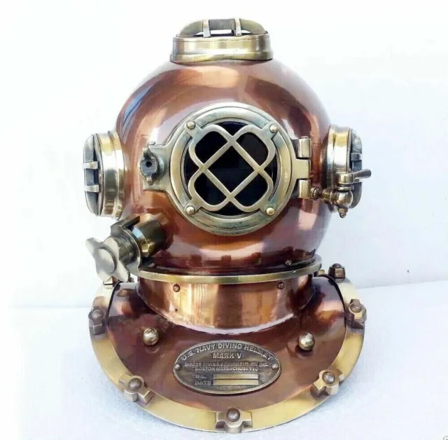 US Navy Mark V Antique Diving Divers Helmet Brass Steel Full Size Maritime Gift