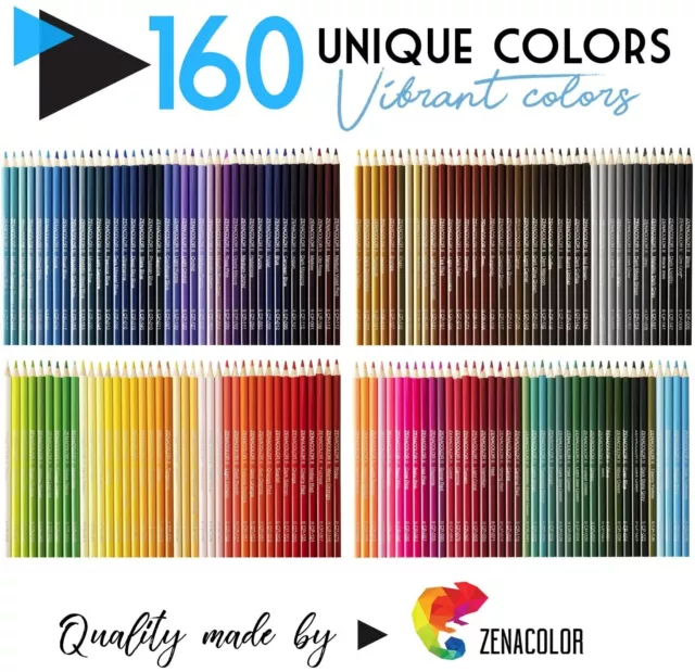 160 Matite Colorate Numerate Zenacolor Facili da Sistemare con Astuccio