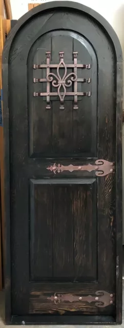 Rustic reclaimed lumber arched door solid wood storybook castle wine pre hung