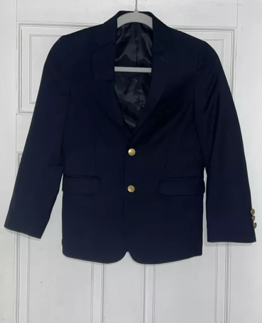 Ralph Lauren Chaps Boys Blazer Size 10 Regular Navy Blue excellent Condition