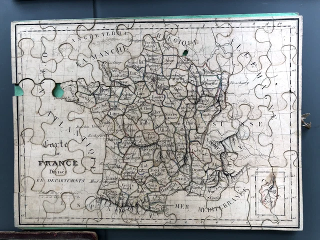 Ancien Puzzle En Bois Jullien - Atlas Géographique France, Europe, Mappemonde - 19ème
