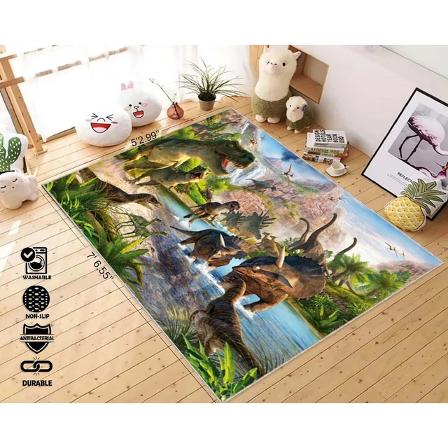 DINO PATTERN, TREX Rug, Dinosaur Rug, Kids Room Decor, Rugs For Living ...