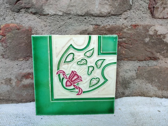 1940 Vintage Liberty Brand Floral Art Embossed Architecture Furniture Tile Japan