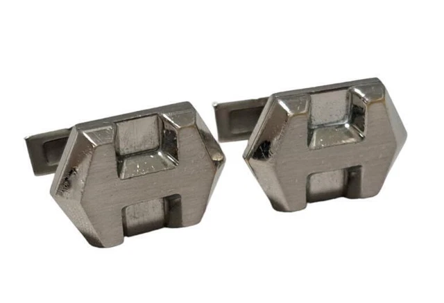 Authentic HERMES Cufflinks Men's Accessories H Motif Silver Metal Hermes