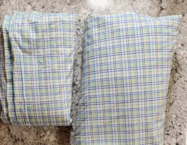 Ralph Lauren - 100% Cotton Plaid King Size Flat & Fitted Sheet Set