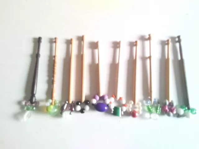 10 Wood Lace Making  Bobbins  Complete With Spangles  10