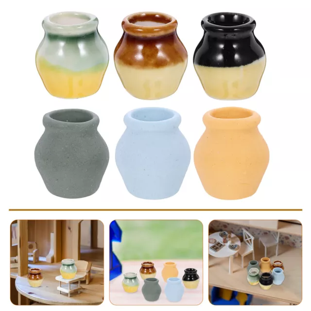 6 pezzi in miniatura vaso ceramico bambola mini bambola vaso house mini fiore