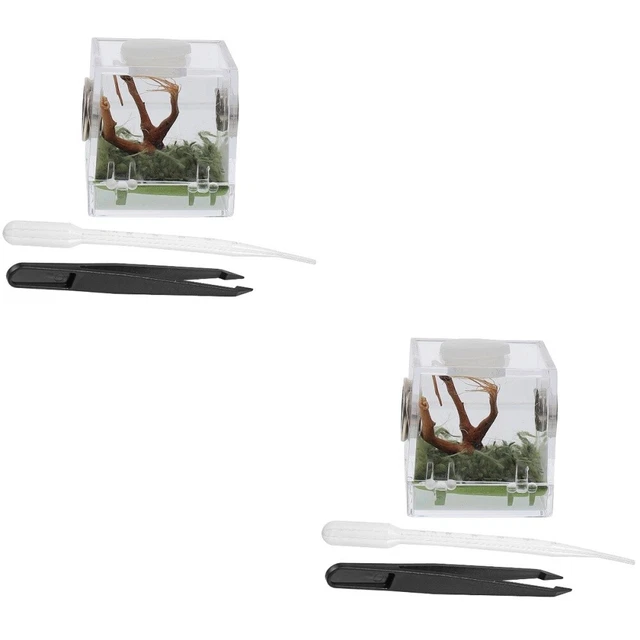 2x Cricket Cage Enclosure Tank Snail Spider Habitat Cage Pet Hiding House