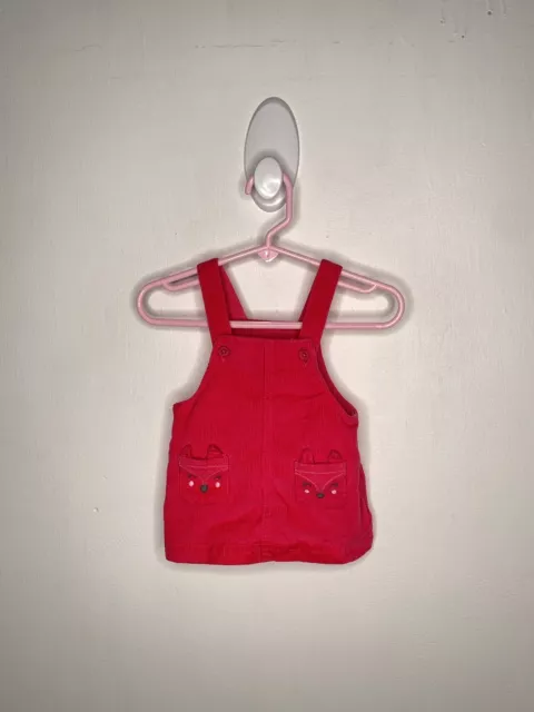 Carters Corduroy Overall Jumper Dress Baby Girls Size 3 Months Pink Fox Skirtall