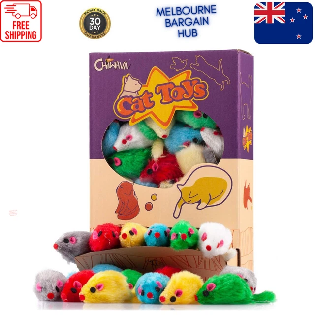 36PCS 4.1'' Furry Cat Toy Mice Rattle Small Mouse Kitten Interactive Play