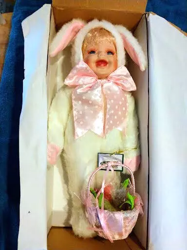 New in Box Vintage Bobbie Bunny 16" Porcelain Doll Heritage Signature Collection