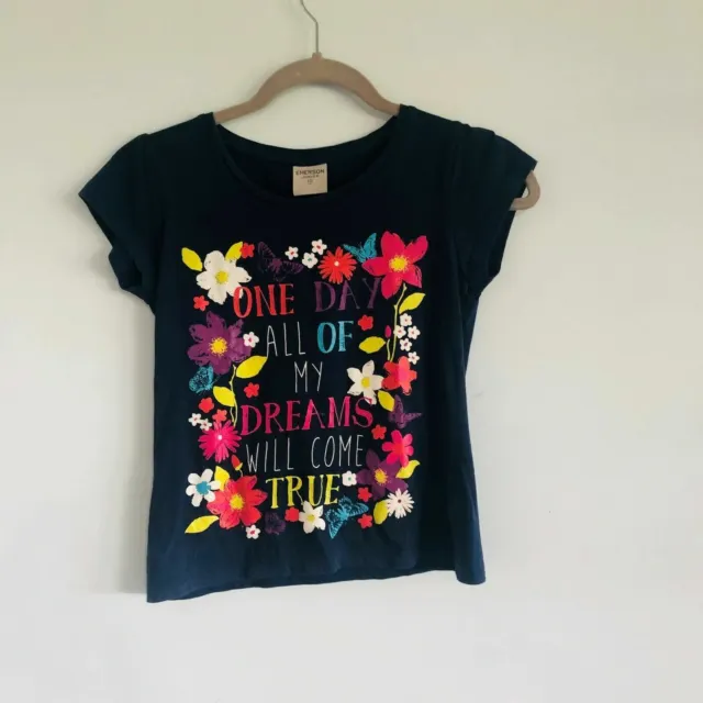 Emerson Junior Blue T Shirt with floral print Size 10 Girls